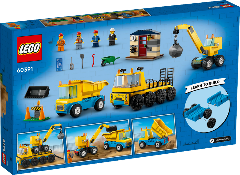 LEGO 60391 City - Rakennustyömaan ajoneuvot, nosturi ja purkupallo