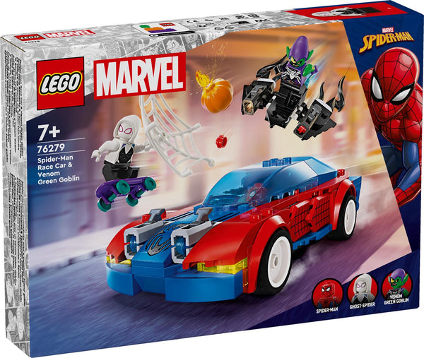 LEGO 76279 Super Heroes - Spider-Manin kilpa-auto ja Venomin Vihreä Menninkäinen