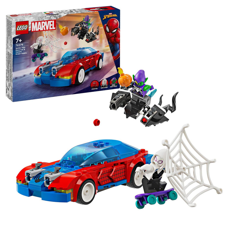 LEGO 76279 Super Heroes - Spider-Manin kilpa-auto ja Venomin Vihreä Menninkäinen