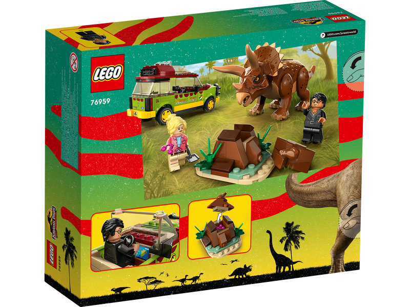 LEGO 76959 Jurassic World - Triceratopsia tutkimassa