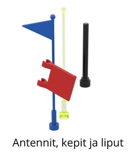 LEGO-antennit, -kepit ja -liput