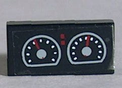 LEGO Sileä Litteä 1x2 Kaksi mittaria 3069bpb026