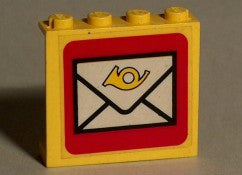 LEGO Seinäke 1x4x3 kirjekuorella ja postitorvella 4215pb20