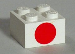 LEGO 2x2 Peruspalikka Punainen ympyrä 3003pb06