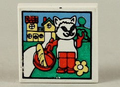 LEGO Sileä Litteä 2x2 Fabuland-talo ja kissakuvio 3068pb22