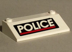 LEGO 3x6 Tuulilasi mustapohjaisella POLICE-tekstillä 3939pb01
