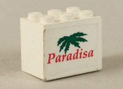 LEGO Laatikosto 2x3 Paradisa-tekstillä ja palmulla 4532apb01
