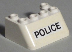 LEGO 2x4x1⅓ Tuulilasi POLICE-tekstillä 4866pb01