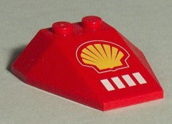 LEGO Kiilapalikka 4x4 Kapeneva Viistetty Shell-logolla 6069pb04