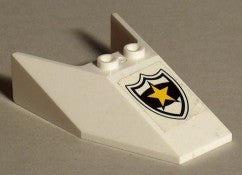 LEGO 6x4x1⅓ Tuulilasi viistottu avoin keltaisella poliisitähdellä 6152pb01