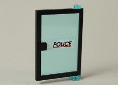 LEGO Lasiovi 1x4x5 oikea LnS POLICE-tekstillä 73435c02pb