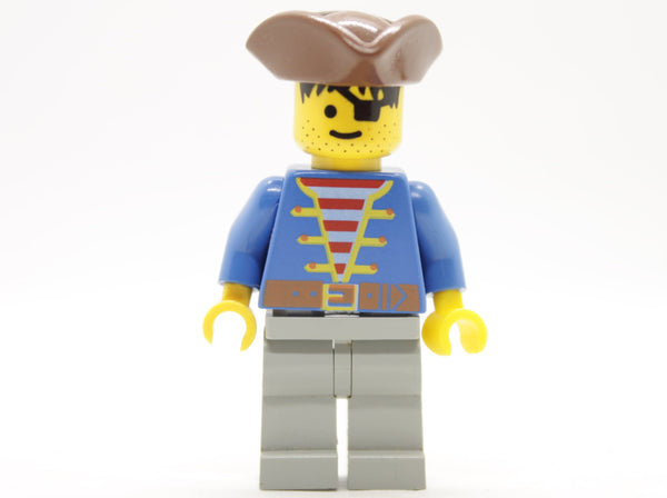 Pirate Blue Jacket, Light Gray Legs, Brown Pirate Triangle Hat, pi008