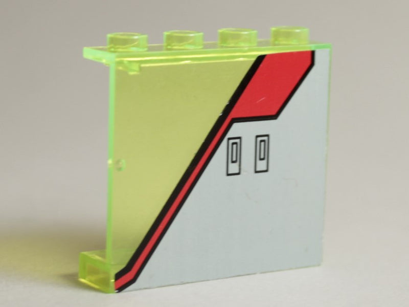 LEGO Seinäke 1x4x3 hopea- ja punakuviolla SW vasen 4215pb029