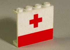 LEGO Seinäke 1x4x3 punainen risti alaosalla 4215ap02